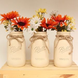 3-Set Distressed Farmhouse Mason Jars